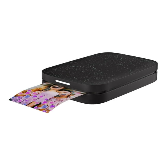 HP Sprocket 200 - Printer - color - zink - 2 in x 3 in up to 0.7 min/page (color) - capacity: 10 sheets - Bluetooth 5.0 - noir - with HP ZINK Sticky-Backed Photo Paper (10-sheets)