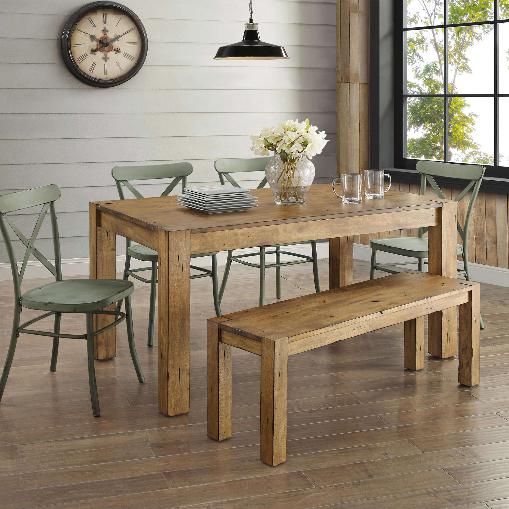 Better Homes & Gardens Bryant Solid Wood Dining Bench, Rustic Brown - image 4 of 8