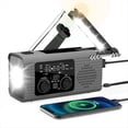 thumbnail image 2 of Radio Meteorológico de Emergencia, Radio de Alerta Meteorológica de 2000 MAh con Carga Solar, Manivela y Carga USB, Radio AM/FM Gris, 2 of 5