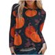 thumbnail image 1 of Camiseta de moda Sexy informal de Halloween para mujer, camiseta estampada de manga larga con cuello redondo y fruncido, blusa, Tops Pompotops FGAJ8148, 1 of 5