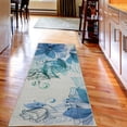 thumbnail image 2 of Flowers Decorative Rug, Buds Leaf at the top Left Corner Season Celebrating Theme Illustration, Quality Carpet for Bedroom Dorm and Living Room, 6 Sizes, Blue White, by Ambesonne, 2 of 2