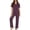 Purple, variant on LWITHSZG Pajama Sets for Women Short Sleeve Button Down Shirts and Straight Leg Pants 2 Piece Matching Pjs Summer Loose Lounge Sets