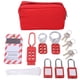 thumbnail image 1 of Kit de etiquetado de bloqueo eléctrico, juego de candado de seguridad con bolsa de bolsillo y cerrojo para uso industrial, 1 of 9