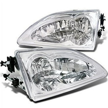 Spec-D Tuning LH-MST94-RS Ford Mustang Euro Crystal Chrome Clear Headlights Head Lamps Pair