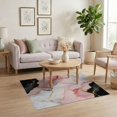 thumbnail image 3 of ODIKA 4'x6' Pink Black Abstract Gradient Grey Washable Area Rug Veined Stone Motif Flowing Ombre Blend Golden Accent Streaks Non-Slip, Chair-Friendly, Flatwoven for Home Office, Under Desk, 3 of 7