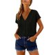 thumbnail image 5 of Camisetas de Manga Corta Extra Larga para las Mujeres Botón de Cuello en V Collar de Placa Túnica Relajada Camiseta de Manga Larga Azul Claro Mujeres, 5 of 8