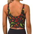 thumbnail image 4 of Goofa Chili2 Printed Sports Bras for Women, High Impact Running Bra Workout Crop Tank Tops Longline Sports Bra Push up-Large, 4 of 9