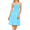 thumbnail image 4 of HAPPY BAY Women's Beach Summer Casual Smocked Mini Flowy Dress Tube Top Strapless Dresses for Women One Size Sky, Solid, 4 of 4