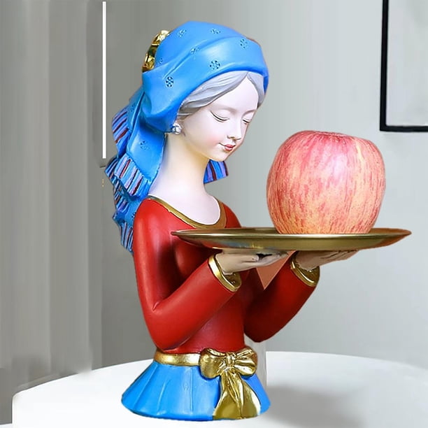 Mujer Chica Estatuilla Estatua Tocador Exhibición Joyería Cosmética Misceláneas Organizadores Almacenamiento Vanidad Bandeja Boda Sala de estar Baño Rojo Baoblaze Escultura de niñas