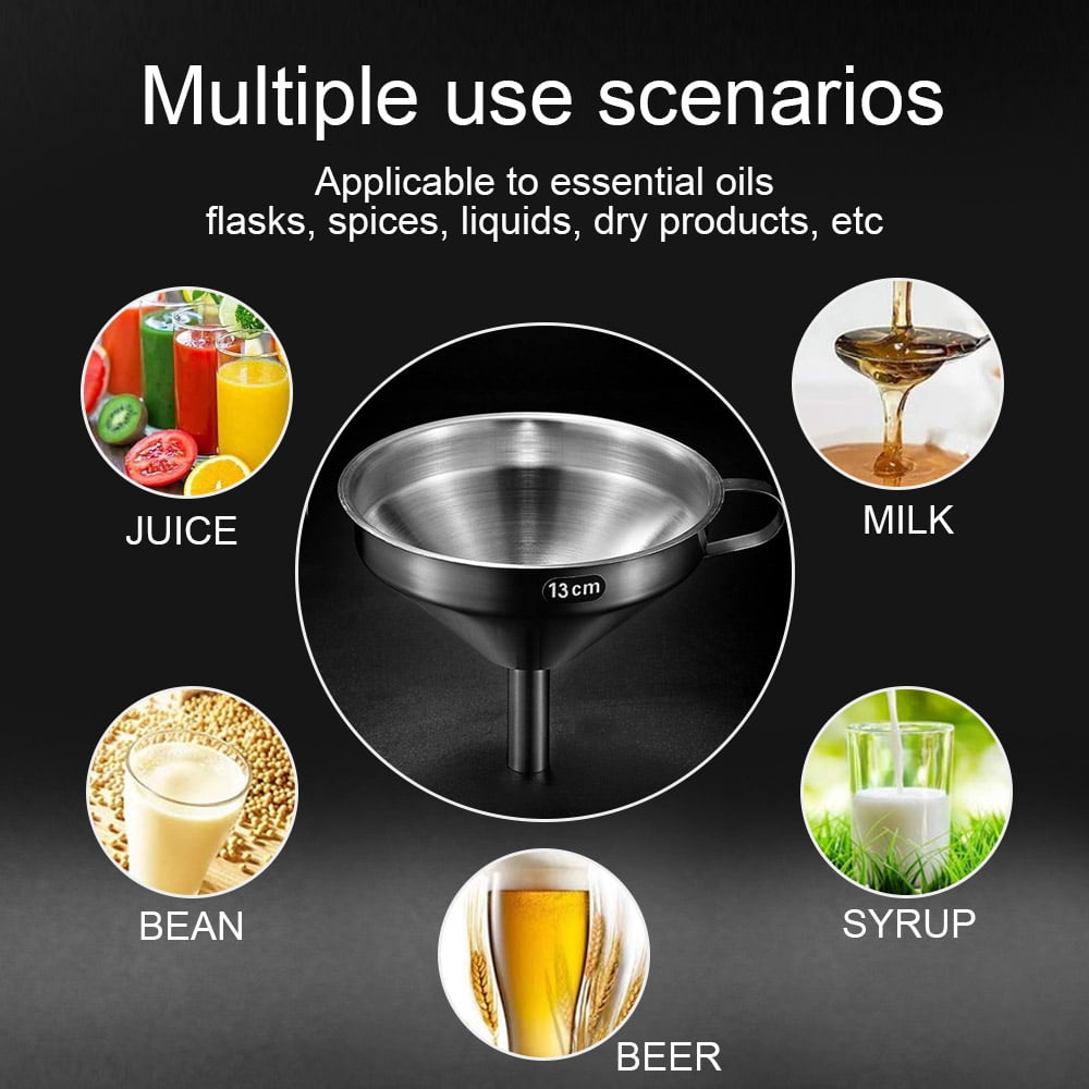 Kitchen Funnel for Filling Bottles, Kitchen Gadgets Cooking Oil Funnel , Tea Grease Juice Food Funnel, Stainless Steel Funnel,,，G8596