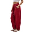 thumbnail image 2 of Bloomae Womens Barrel Pants Lightweight Elastic High Elastic Waisted Summer Baggy Harem Pants Loose Fit Casual Wide Leg Comfy Lounge Trousers with Pockets, 2 of 8