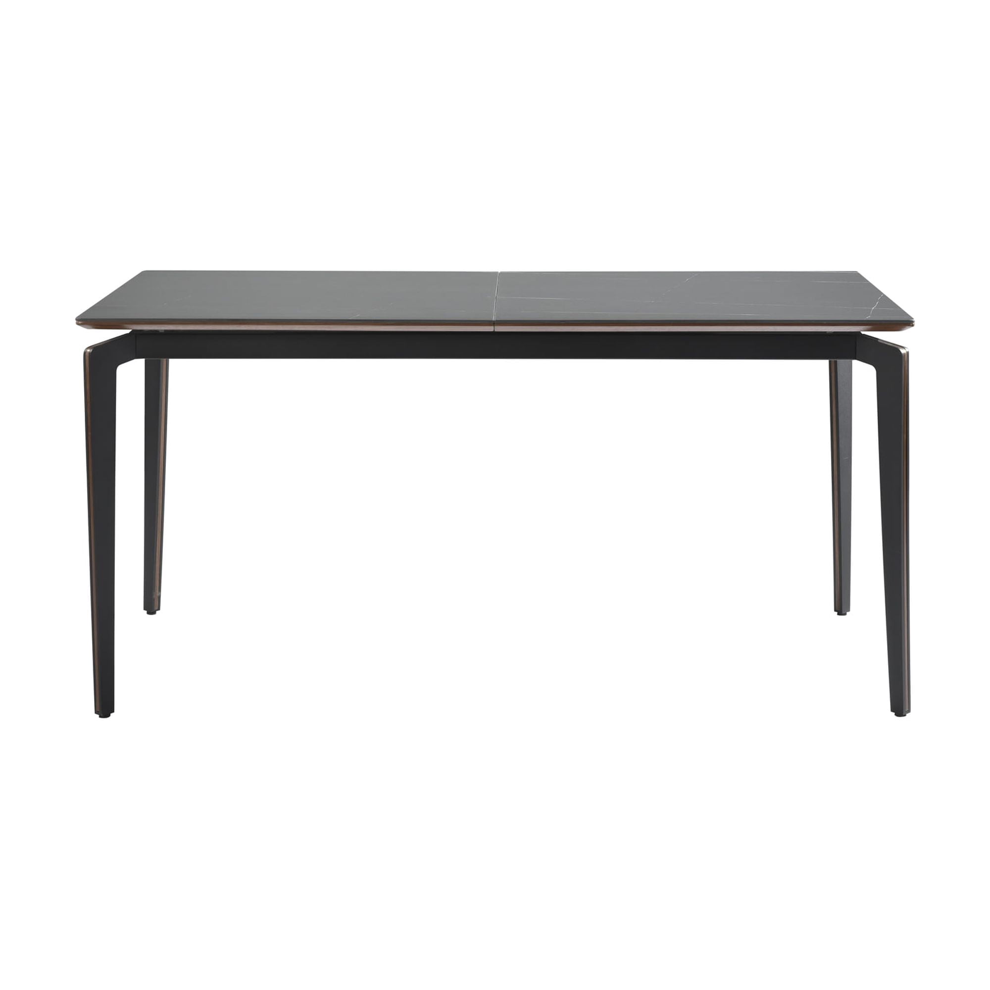 Honey Contemporary Extendable Rectangular Dining Table with Black Sintered Stone and Wood Table Top - Seats up to 6