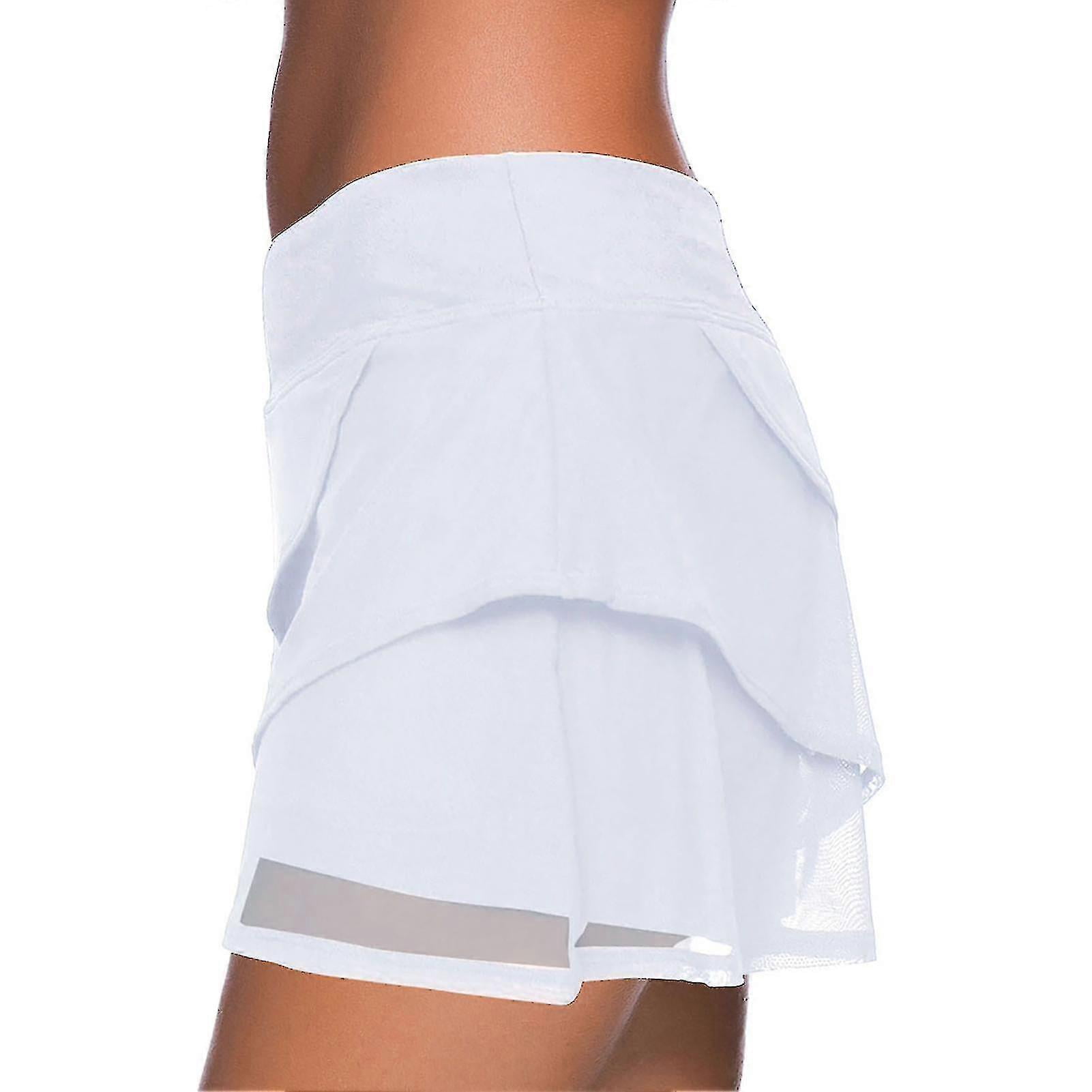 Swimming Skirt Pure Color Flounces High Waist Basic Lined With Shorts Swimwear For Women