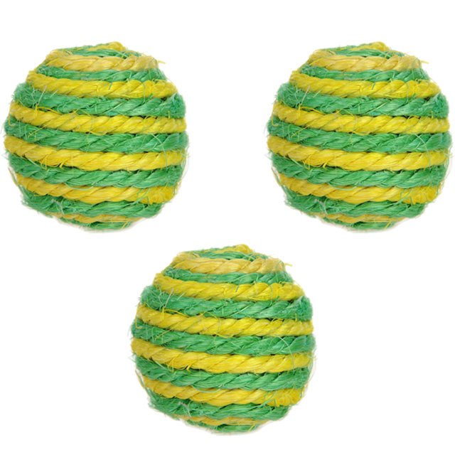 3 piezas de juguete de bola de cuerda de lana tejida para gatos, bola de sisal