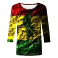 thumbnail image 5 of YanHoo T-Shirts à Manches 3/4 pour Femmes T-Shirts Graphiques à Manches 3/4 Haut à Col Ras du Cou à Manches 3/4 Coupe Ample Chandail Femme Hauts Habillés à Porter pour une Fête Hauts et Chemisiers pour Dames Liquidation Soldes Manches 3/4, 5 of 5