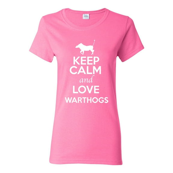 Ladies Keep Calm And Love Warthogs Hogs Animal Lover T-Shirt Tee