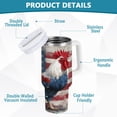 thumbnail image 4 of 40 oz Insulated Stainless Steel Tumbler Double Wall Stainless Steel Tumbler with 2-Way Drinking Red White and Blue Rooster, 4 of 9