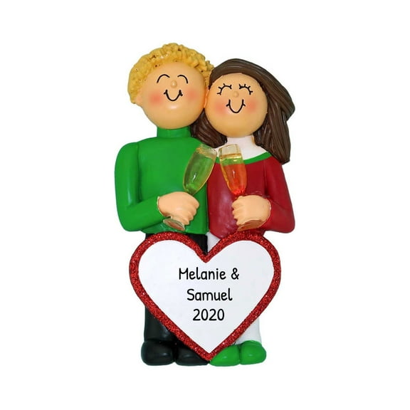 Ornaments by Elves Personalized Blonde Brunette Couple Anniversary Christmas Ornament 2024 for Tree