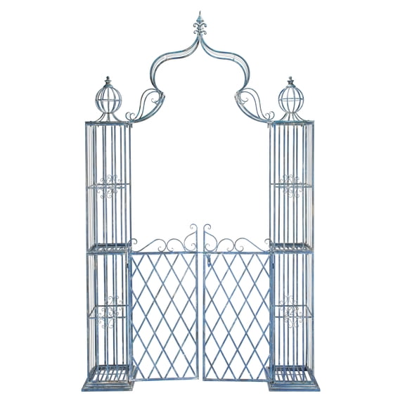 SAFAVIEH Beatrix Outdoor Patio Arbor with Door, Antique Blue