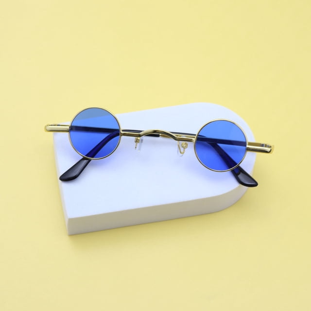 Gafas de sol redondas con montura ultra pequeña para hombres y mujeres, gafas de sol únicas de metal con montura redonda pequeña