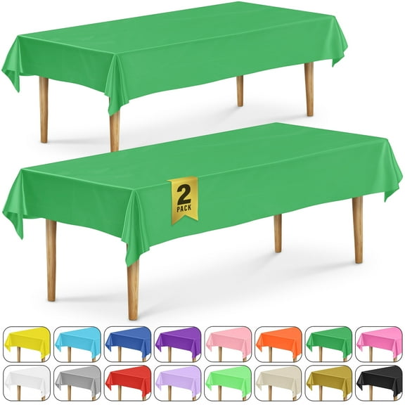 DecorRack 2 Rectangular Tablecloths -BPA- Free Plastic, 54 x 108 inch, Green (2 Pack)