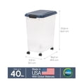 thumbnail image 4 of IRIS USA Airtight Dog Food Storage Container Up To 40 Lbs Attachable Wheels For Dog Cat Bird And Other Pet Food Storage Bin Keep Fresh Translucent Body Easy Mobility Navy, 4 of 7