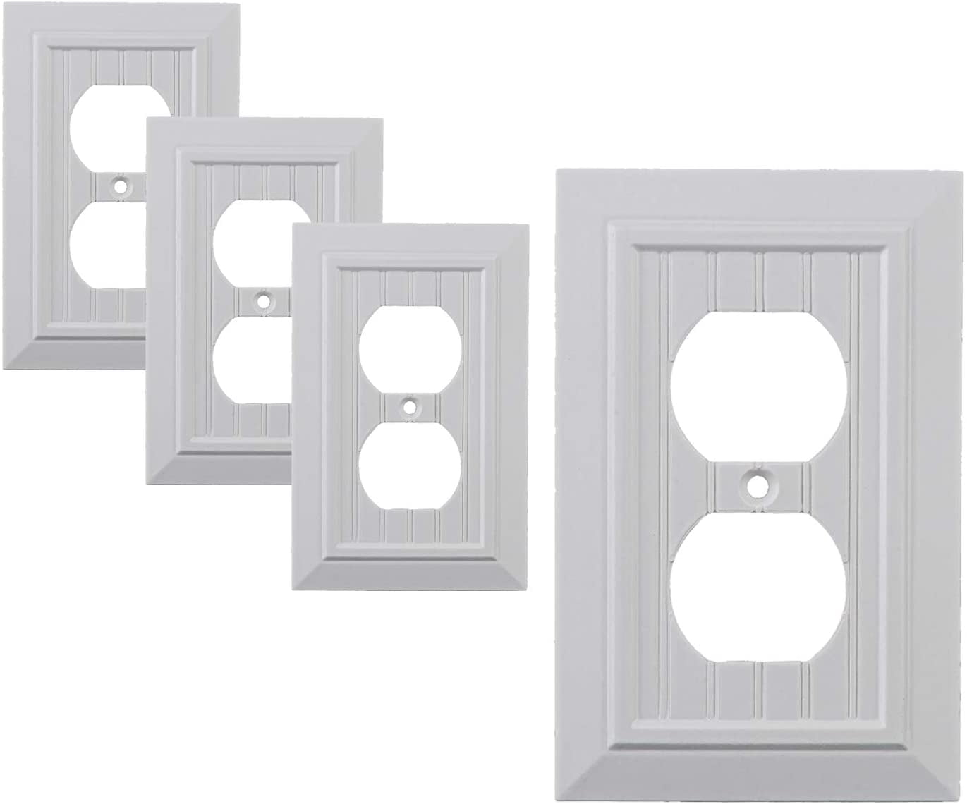 Sleeklighting 4 Pack Classic White Beadboard Outlet Covers 1 Gang
