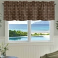 thumbnail image 3 of Dark Brown Rattan Farmhouse Short Window Curtain Valances, Vintage Abstract Wicker Texture Rod Pocket Kitchen Valances for Living Room Bedroom Bathroom Cafe 54" x 18", 3 of 8