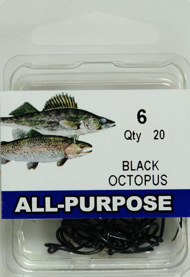 (6 pack) Eagle Claw ROCTW-6 Octopus Hook, Black, Size 6, 20 Pack