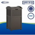 thumbnail image 3 of Suncast 33 Gallon Hideaway Can Resin Outdoor Trash with Lid Use in Backyard, Deck, or Patio, Brown, 3 of 4
