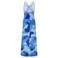 thumbnail image 5 of Womens Dresses Summer Sleeveless Plus Size Camouflage V-Collar Long Maxi Casual Dress Blue L, 5 of 8