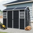 thumbnail image 6 of 8x6 ft Heavy-Duty Waterproof Resin Storage Shed with Floor, 2 Windows & Lockable Door – Outdoor Garden Tool Shed for Patio & Backyard, Black., 6 of 7