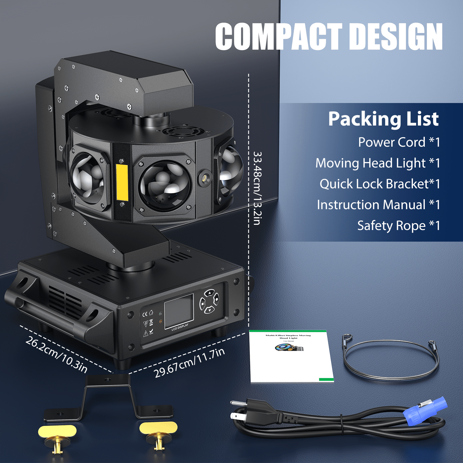 Wondnuga 160W RGBW Moving Head Beam Light with DMX512 & Sound Control, 540° Rotation for Stage/Club