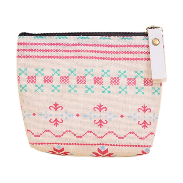 Wisewang Bag Organizer Canvas Pouch Mini Wallet Card Key Holder Purse Cute Zip Purse 1
