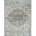 thumbnail image 2 of Hauteloom Tigris Collection Pasha Oriental Farmhouse Living Room Bedroom Area Rug - Vintage Distressed - Boho Chic Neutral Medallion Pattern - Off White, Blue, Orange - 3'11" x 5'7", 2 of 11