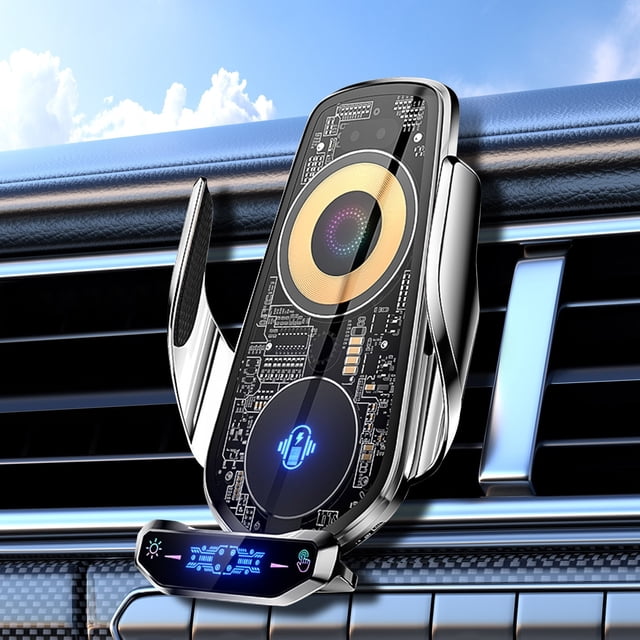 Boovnll Car Accessories for Women, 15W Transparent Car Wireless Charger Car Navigation 360 Degree Rotation Automatic Sensing Car Wireless Charger, Car, Car Accessories Interior, Car Accessories