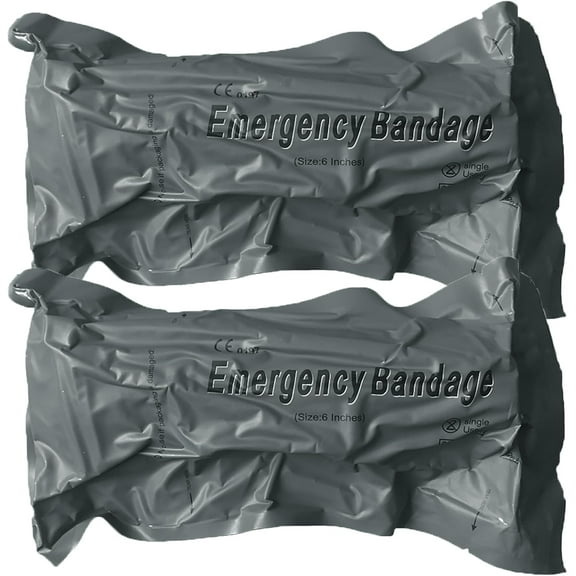 Israeli Emergency Bandage, 6" 2Pack Compression Bandage, Trauma Wound Dressing, Sterile Vacuum Sealed Packaging for Bleeding Control, Medical Trauma Kit, Combat Tactical First Aid IFAK Supplies