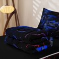 thumbnail image 6 of Manfei Racing Car Zipper Twin Comforter Sets with Fitted Sheet and 2 Pillowcases,Abstract Geometric Hexagonal Pattern Zipper Bedding Set,Red Blue,Black Reversible,4pcs, 6 of 8