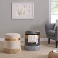 thumbnail image 4 of New Pacific Direct Suri 18" Round Velvet Fabric Fringe Storage Ottoman in Cream, 4 of 7