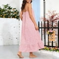 thumbnail image 5 of ClodeEU Women's Plaid Adjustable Spaghetti Strap Dress with Pleated Flared Hem ,Casual Loose Beach Midi Dress Red,Womens Plus M, 5 of 6