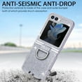 thumbnail image 4 of for Galaxy Z Flip 5 5G Case with Ring, Glitter Crystal Bling Sparkly Leather with Slim Fit Hard PC Bumper Protective Cases Cover Compatible with Samsung Galaxy Z Flip 5 5G 2023, Silver, 4 of 7
