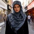 thumbnail image 5 of Fewfanhot Mens Cotton Patterned Desert Scarf Neck Headscarf with Tassel Soft Breathable Lightweight Windproof Outdoor Daily Wear Stylish Scarf for Women & Men 43.31″, 5 of 9