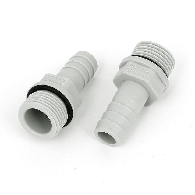 Unique Bargains 2pcs Plastic Fitting Coupler 3/8BSP Male Thread x 10mm Hose Barb Fuel Gas Water