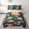 thumbnail image 2 of Manfei Country Lotus Leaf 7-Piece Twin Bedding Sets,Rustic Plant Bedding Comforter Set,Lake Botanical Floral Sheet Sets For Girls Teens,Super Cozy Room Decor Reversible, 2 of 8