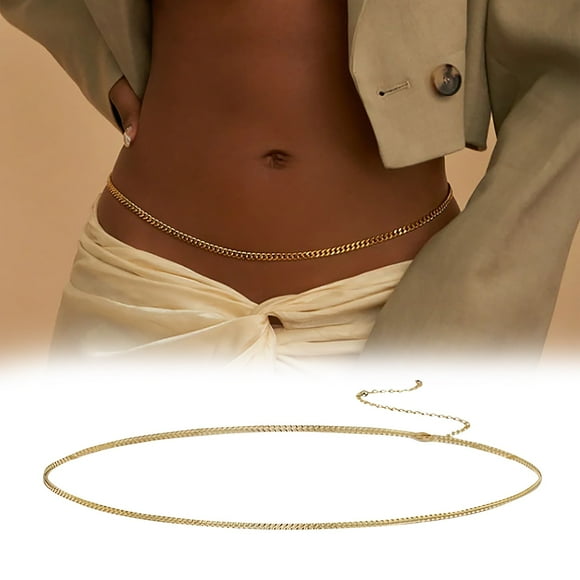 WIFKLSIIPG Fashion Sexy Round Bead Chain New Waist Chain Simple Single Layer Metal Gold Thick Chain Body Chain Women