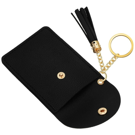 LITINKIMI 1Set Classic Black Credit Card Wallet for Women and Men with Keychain and Portable Design