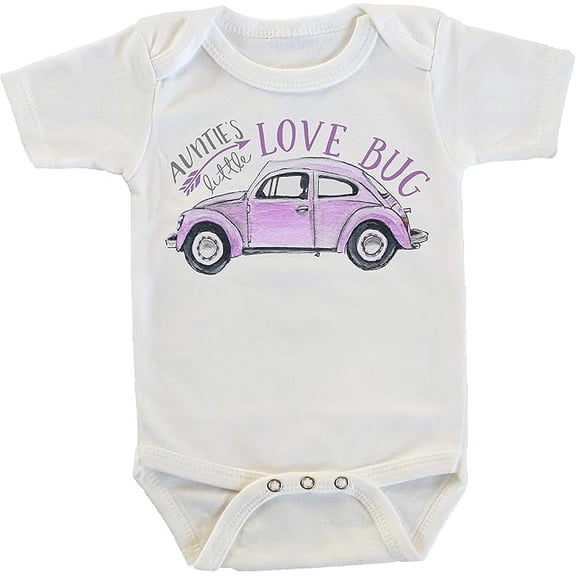 Auntie's Little Love Bug Onesie/Bodysuit in Purple, Gifts from Aunt, Funny Onesie
