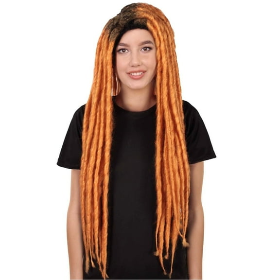 HPO Adult Women's Long Dreadlocks Light Gold Colour Wigs, Best for Halloween & Cosplay, Synthetic Fiber
