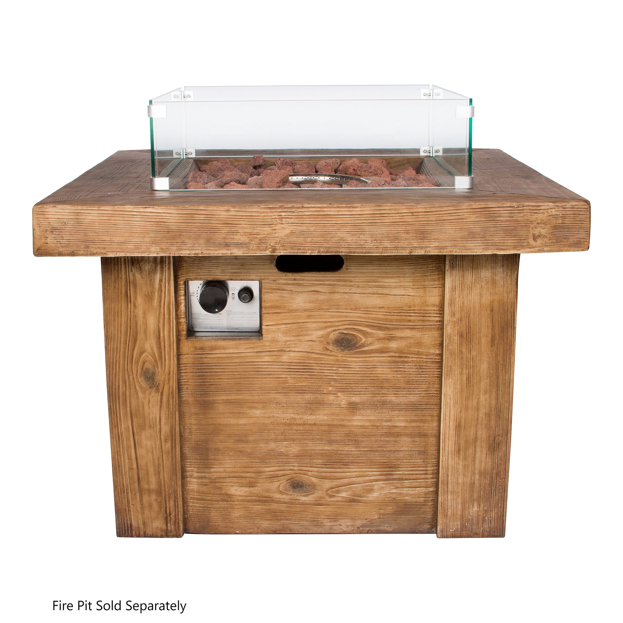 Shine Company Outdoor Garden Patio Firepit Table Sevilla Merida Square 21.5" Glass Wind Guard
