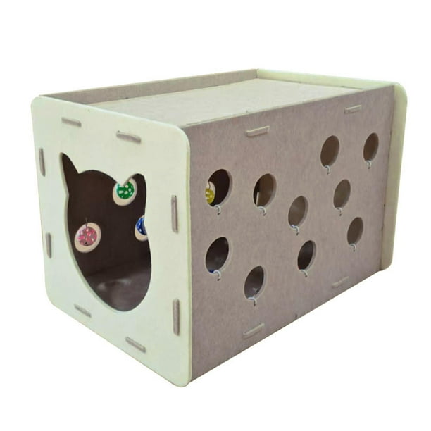 para gatos de fieltro para gatos domésticos, plegable, ahorra espacio, divertido para descansar y dormir, tablero rascador con bola de campana i
